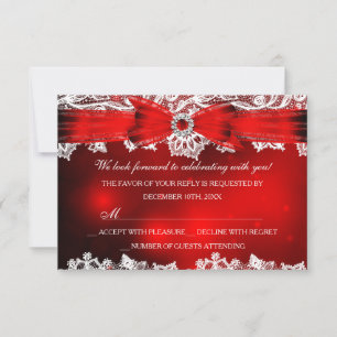 Elegante Lace & Bow Weihnachtsfeiertage UAWG RSVP Karte
