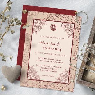 Elegante Lace Floral Chinese Wedding Einladung