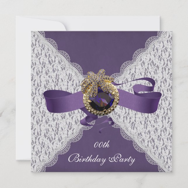 Elegante Lace Geburtstagsparty Einladungen (Vorderseite)