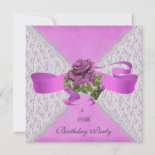 Elegante Lace Geburtstagsparty Einladungen (Vorderseite)