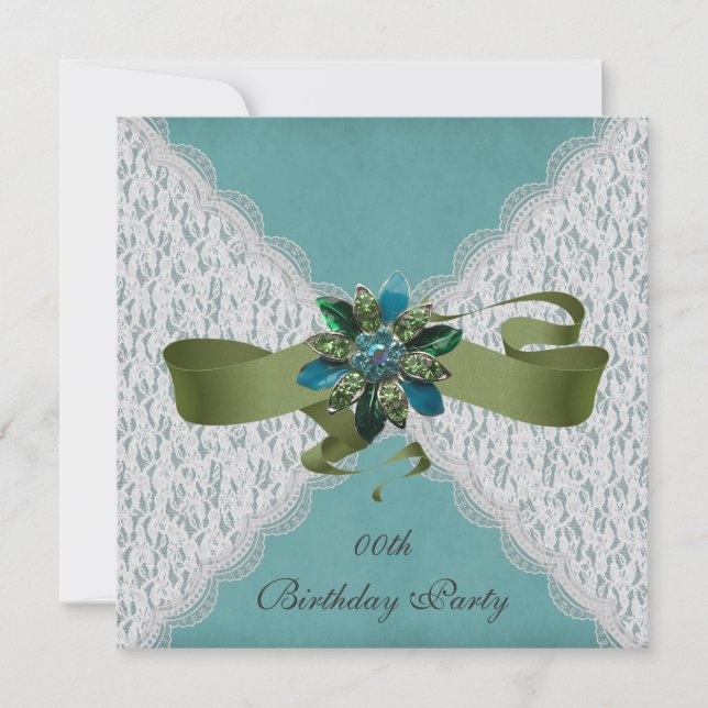 Elegante Lace Geburtstagsparty Einladungen (Vorderseite)