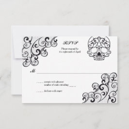 Elegante Lace Skull Calavera RSVP Card