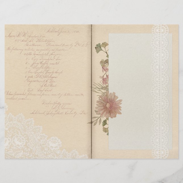 Elegante Lace Vintag Floral Journal Page (Vorderseite)
