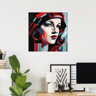 Elegante Lady Art Deco Liebhaber Poster