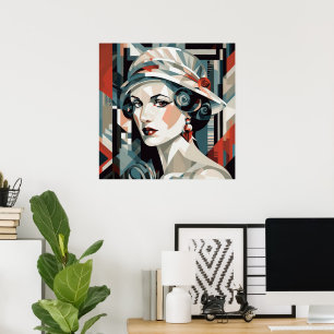 Elegante Lady Art Deco Liebhaber Poster
