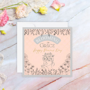 Elegante Lady Blooming in Grace Hair von Rose Rosa Mitteilungskarte