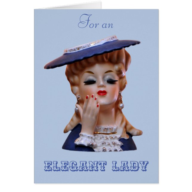 Elegante Lady Head Vase Extravagant Hat Grußkarte (Vorne)