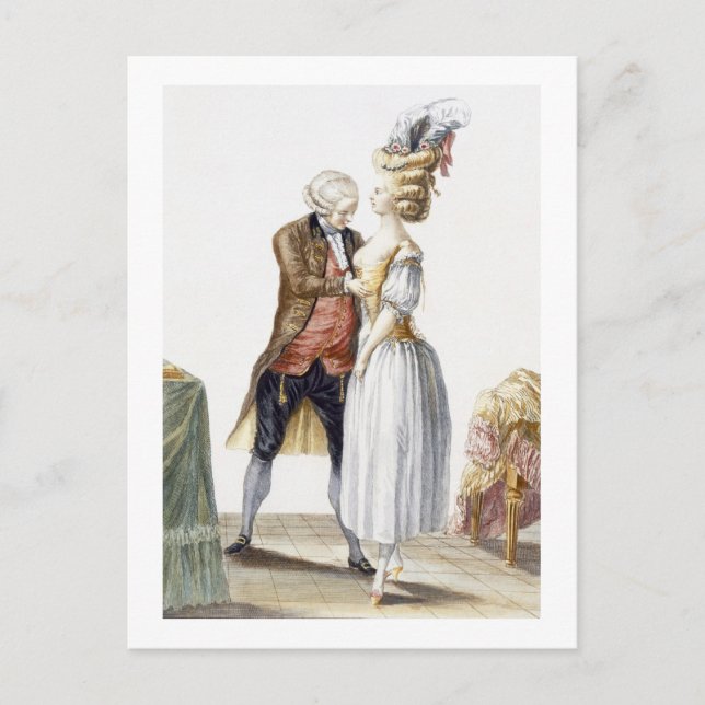Elegante Lady in einem Fitting mit ihrem Schneider Postkarte (Vorderseite)