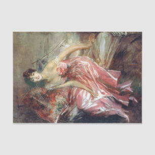Elegante Lady in einem rosa Kleid (von Giovanni Bo Seidenpapier