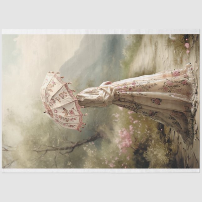 Elegante Lady & Parasol Seidenpapier (Vorderseite)