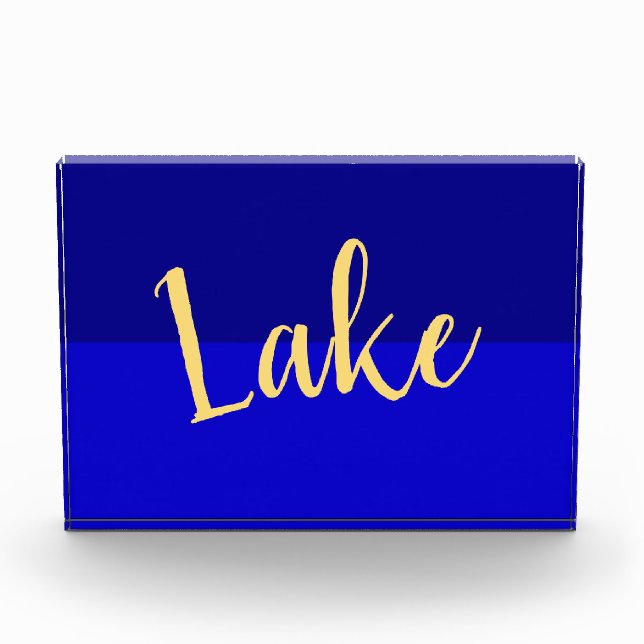 Elegante Lake Script Iconic Deep Royal Summer Blue Fotoblock (Vorderseite)