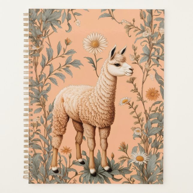Élégante Lama et Fleurs de marguerite sur la pêche (Devant)