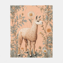 Elegante Lama und Daisy Blume auf Peach Fleecedecke