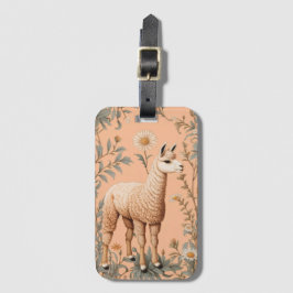 Elegante Lama und Daisy Blume auf Peach Gepäckanhänger