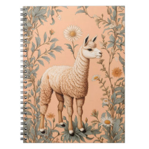 Elegante Lama und Daisy Blume auf Peach Notizblock