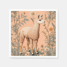 Elegante Lama und Daisy Blume auf Peach Serviette