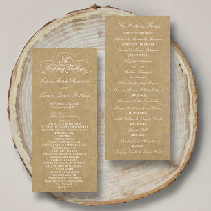 Elegante Landhochzeit Kraft-Hochzeitsprogrammvorla Programm