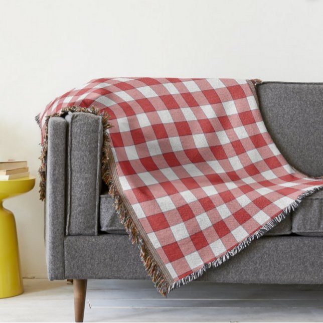 Elegante Landschaft Picnic White Red Checkered Decke (Von Creator hochgeladen)