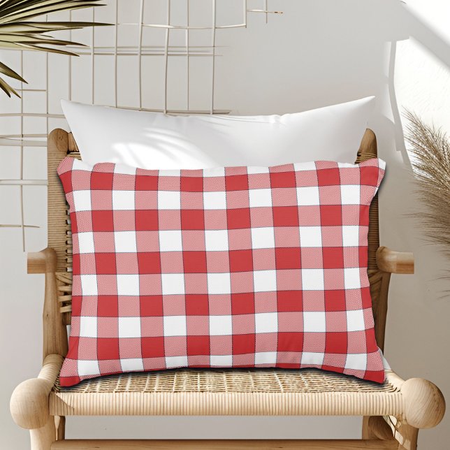 Elegante Landschaft Picnic White Red Checkered Dekokissen (Von Creator hochgeladen)