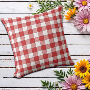 Elegante Landschaft Picnic White Red Checkered Kissen