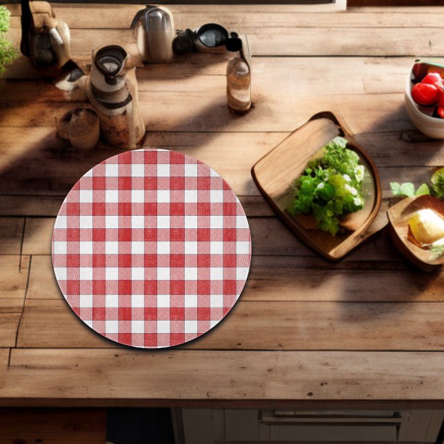 Elegante Landschaft Picnic White Red Checkered Schneidebrett (Von Creator hochgeladen)