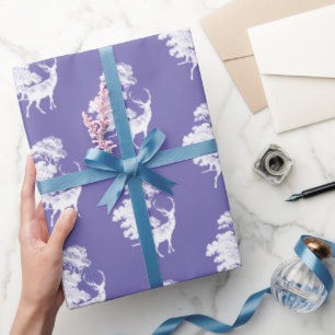 Elegante Landschaft Toile Deer on Periwinkle Blue Geschenkpapier