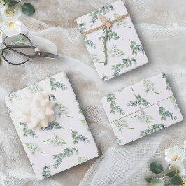 Elegante Landschaft Wasserfarben Botanisches Folia Geschenkpapier Set