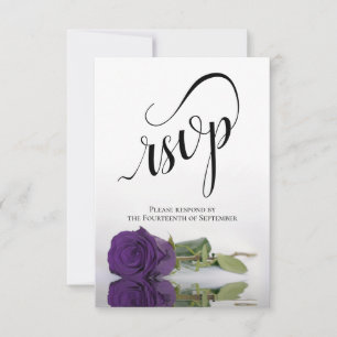 Elegante Langgestempelte Königliche Lila Rose Hoch RSVP Karte