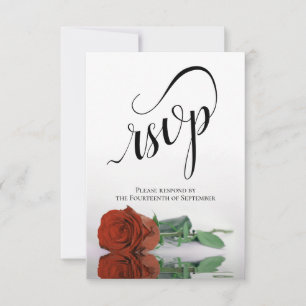 Elegante Langgestempelte Rost Orange Rose Hochzeit RSVP Karte