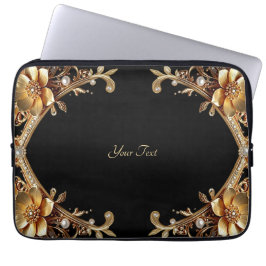 Elegante Laptop-Hülle mit Goldrahmen Laptopschutzhülle