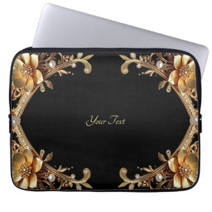 Elegante Laptop-Hülle mit Goldrahmen Laptopschutzhülle