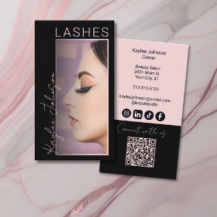 Elegante Lash Artist Foto QR Social Icons Visitenkarte
