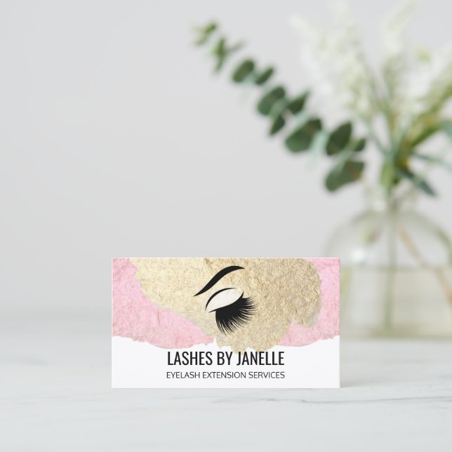 Elegante Lash Extensions Beauty Visitenkarte (Stehend Vorderseite)