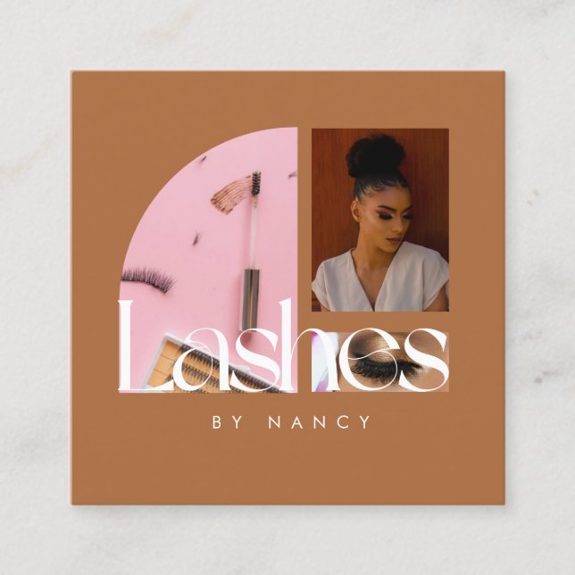 Elegante Lashes Quadratische Visitenkarte (Vorderseite)