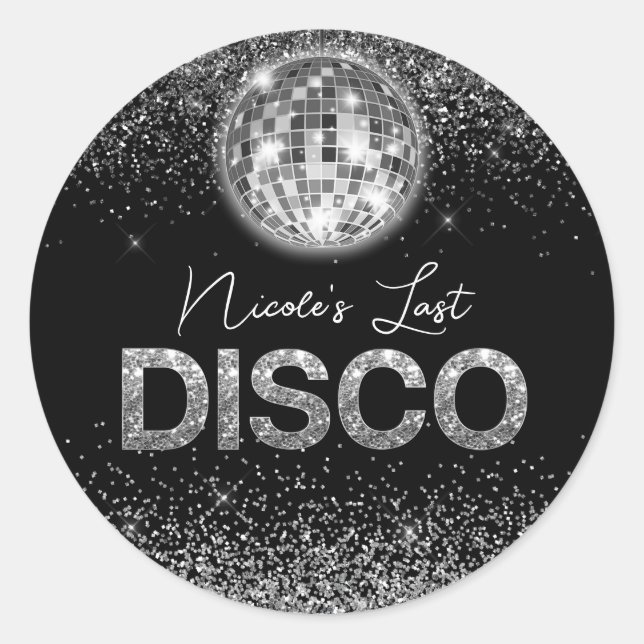 Elegante Last Disco Bachelorette Custom Runder Aufkleber (Vorderseite)
