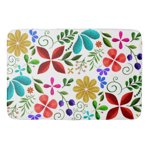 Elegante Lateinamerikanische Volksblumen Weiß Badematte