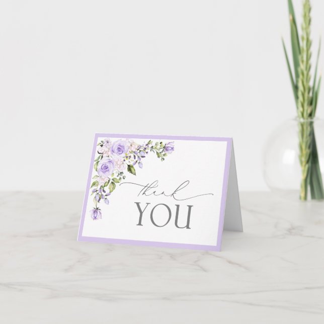 Élégante Lavande Lavande Florale Carte de remercie (Devant)