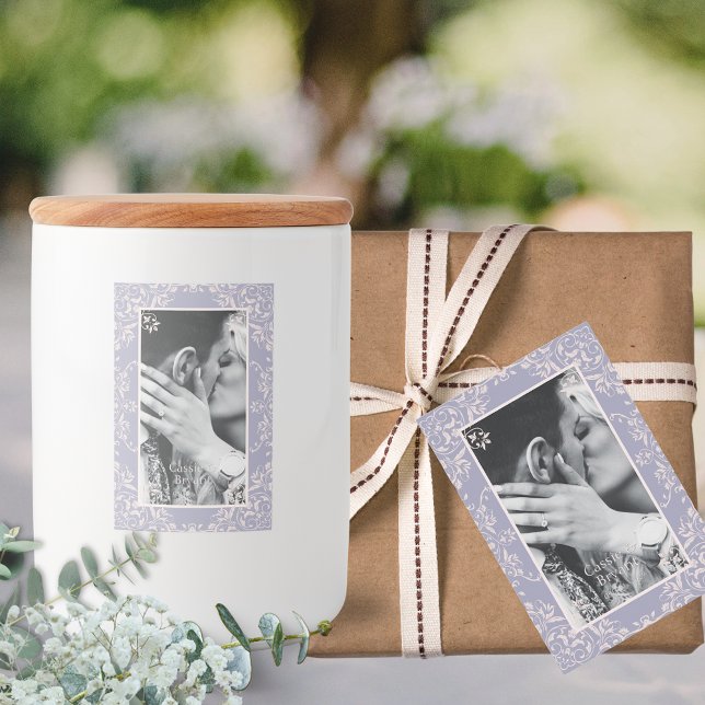 Élégante Lavande Purple Chic Bordure Étiquettes de (elegant lavender purple and blush pink chic wedding gift favors labels for candles or packaging tags)