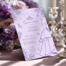 Élégante Lavande Scribble Quinceanera Invitation