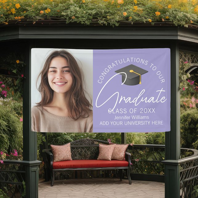 Elegante Lavendel-Absolventenfoto-Abschlussfeier Banner (Von Creator hochgeladen)