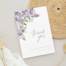 Elegante Lavendel-Aquarell-Blumen-Hochzeit-Danksag