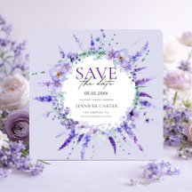Elegante Lavendel Blumen Baby Shower Save the Date