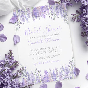 Elegante Lavendel-Blumen-Bridal-Shower im Aquarell Acryleinladungen