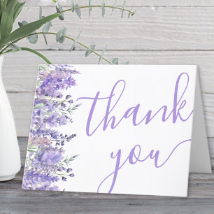 Elegante Lavendel-Blumen-Bridal-Shower im Aquarell Dankeskarte