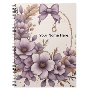 Elegante Lavendel-Blumen-Coquette-Schleife Persona Notizblock