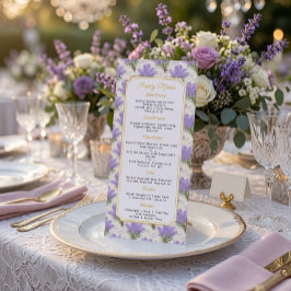 Elegante Lavendel-Blumen-Party-Menükarte Menükarte