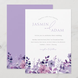 Elegante Lavendel-Blumenhochzeit Einladung