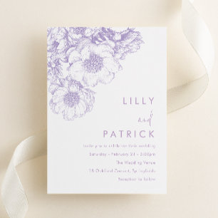 Elegante Lavendel-Blumenhochzeit Einladung