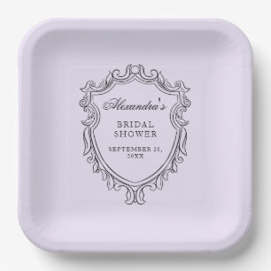 Elegante Lavendel-Brautparty Pappteller