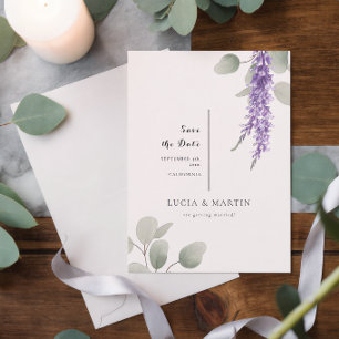 Elegante Lavendel-Eukalyptus-Blätter Save The Date Einladung